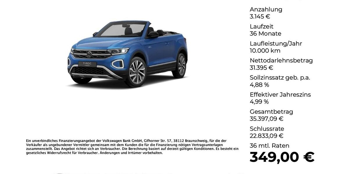 VW T-Roc 5.388 km 34.430 &euro; Ibbenbüren 49477
