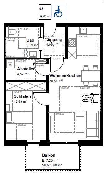 Etagenwohnung Bad Bentheim - 2 Zimmer, 60 m&sup2;, 765&euro; | Angebot:26561463
