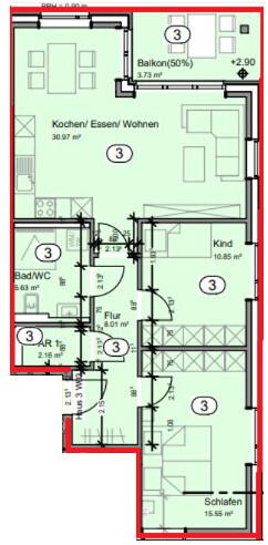 Etagenwohnung Recke - 3 Zimmer, 77 m&sup2;, 846&euro; | Angebot:23860327