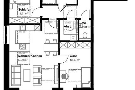 Wohnung Bad Bentheim - 3 Zimmer, 86 m&sup2;, 1.080&euro; | Angebot:26561466