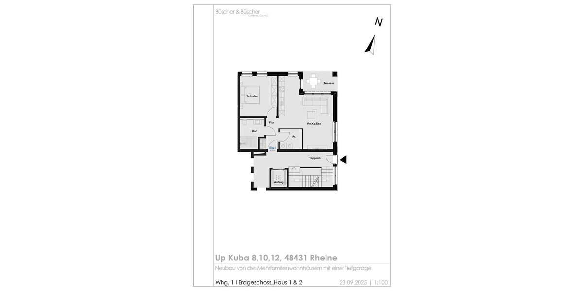 Etagenwohnung Rheine Schotthock - 2 Zimmer, 65 m&sup2;, 298.000&euro; | Angebot:25688538