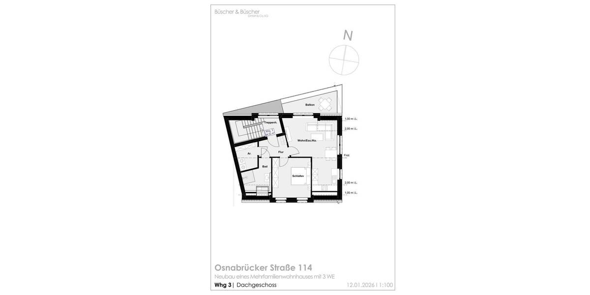Etagenwohnung Rheine Altenrheine - 2 Zimmer, 64 m&sup2;, 276.000&euro; | Angebot:26862560