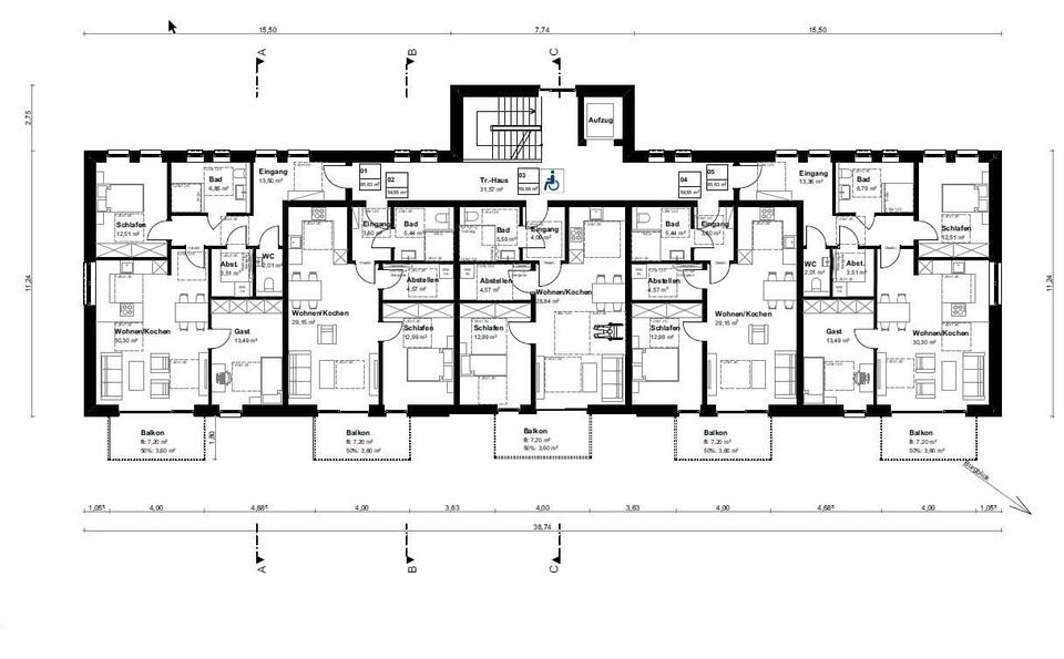 Etagenwohnung Bad Bentheim - 2 Zimmer, 60 m&sup2;, 765&euro; | Angebot:26561463