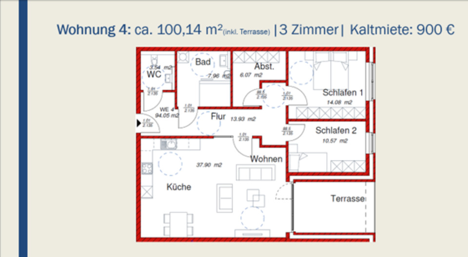 Etagenwohnung Hopsten - 3 Zimmer, 90 m&sup2;, 900&euro; | Angebot:25948951
