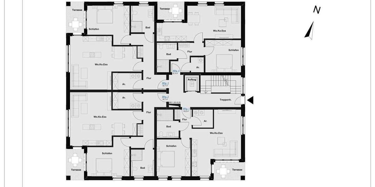 Etagenwohnung Rheine Schotthock - 2 Zimmer, 84 m&sup2;, 399.000&euro; | Angebot:25736085