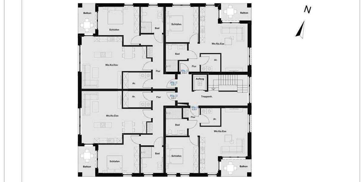 Etagenwohnung Rheine Schotthock - 2 Zimmer, 84 m&sup2;, 397.000&euro; | Angebot:25799704
