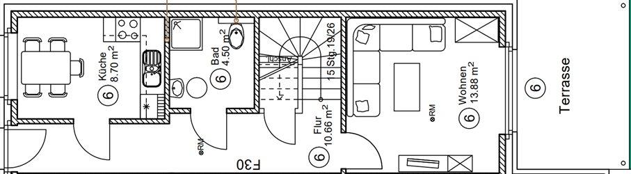 Reihenhaus Ochtrup - 6 Zimmer, 113 m&sup2;, 1.360&euro; | Angebot:27615091