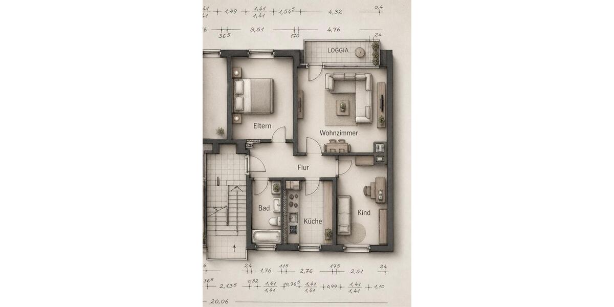 Etagenwohnung Rheine Altenrheine - 3 Zimmer, 68 m&sup2;, 170.000&euro; | Angebot:26704531