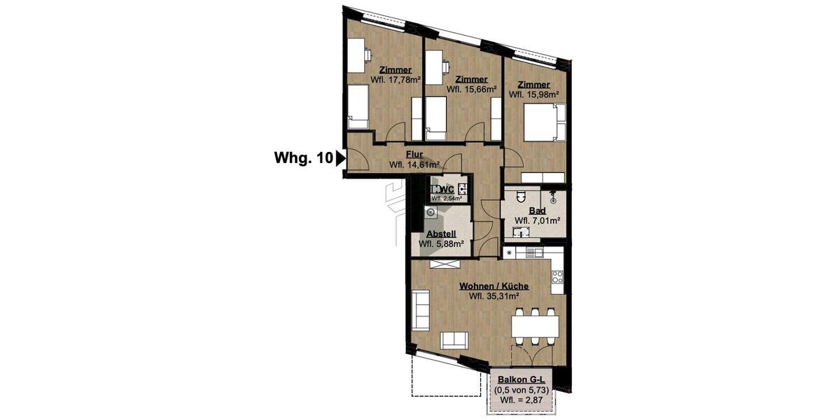Etagenwohnung Lingen (Ems) - 4 Zimmer, 117 m&sup2;, 1.475&euro; | Angebot:22826380