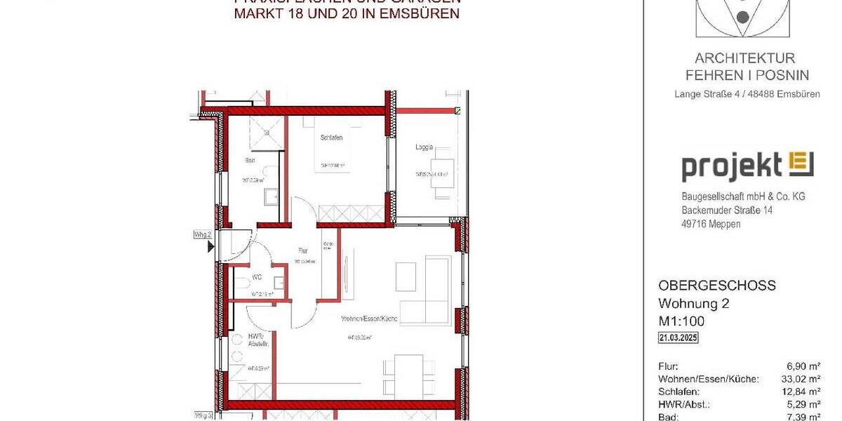 Etagenwohnung Emsbüren - 2 Zimmer, 72 m&sup2;, 305.000&euro; | Angebot:25684471
