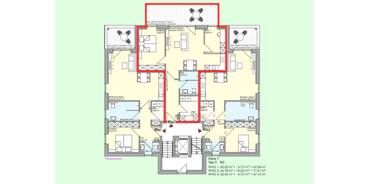 Etagenwohnung Lingen (Ems) Lingen - 3 Zimmer, 77 m&sup2;, 299.911&euro; | Angebot:25660493