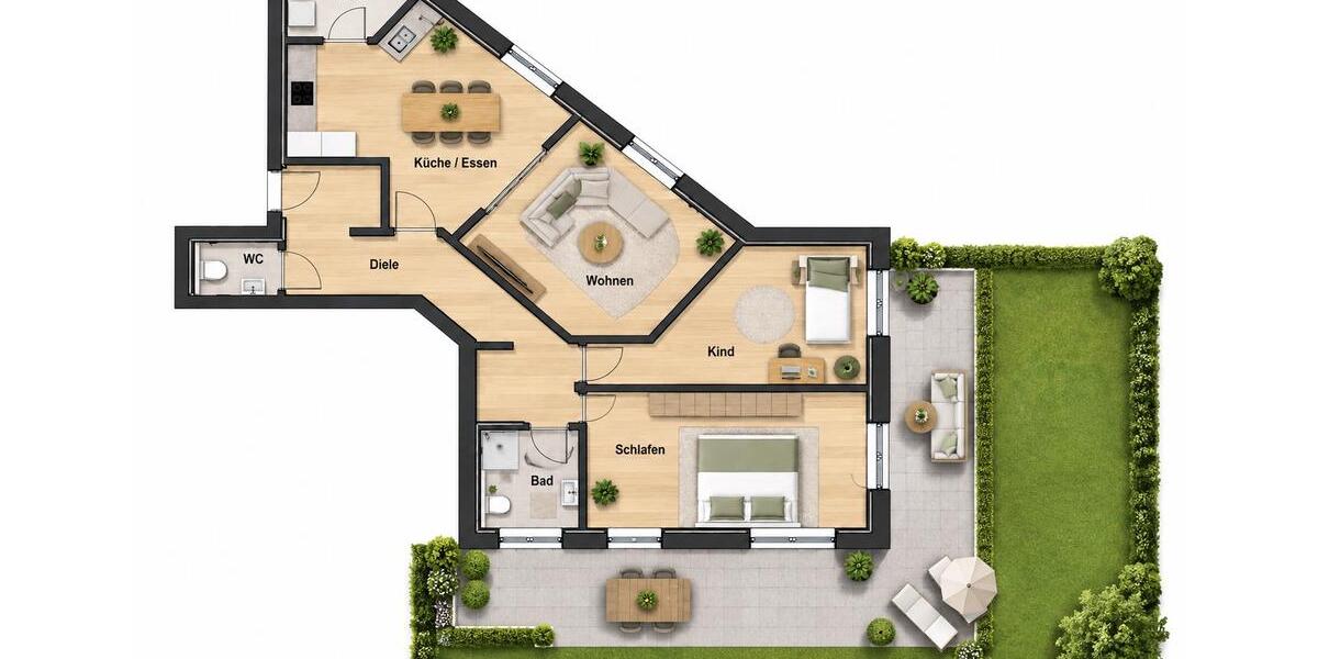 Erdgeschoßwohnung Lingen (Ems) Damaschke - 3 Zimmer, 90 m&sup2;, 970&euro; | Angebot:27620388