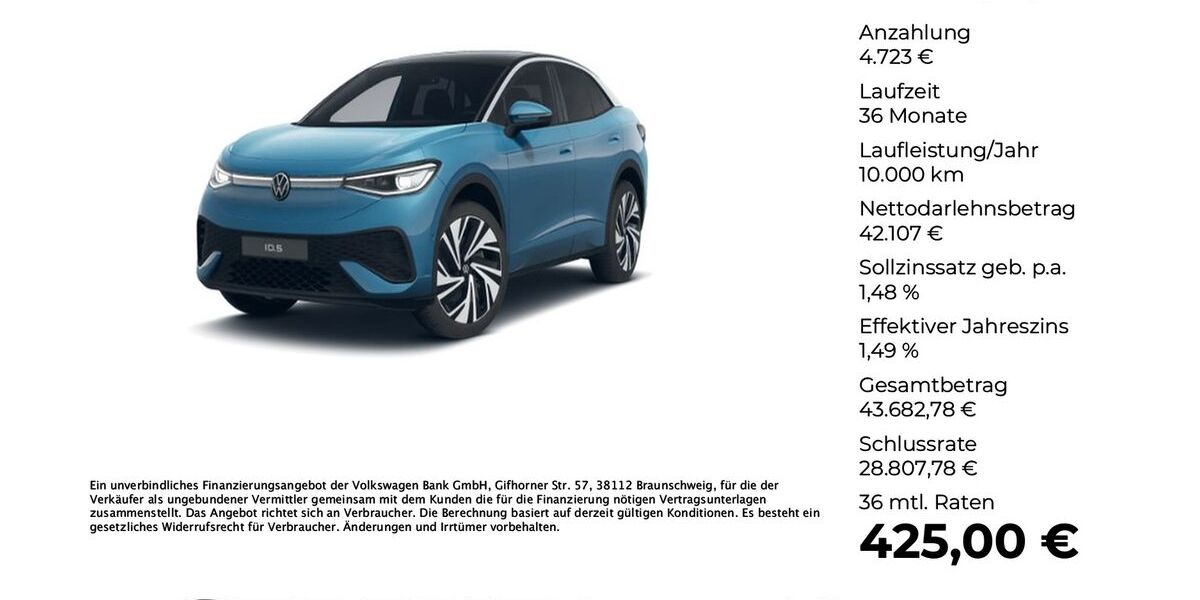 VW ID.5 11.544 km 46.830 &euro; Ibbenbüren 49477