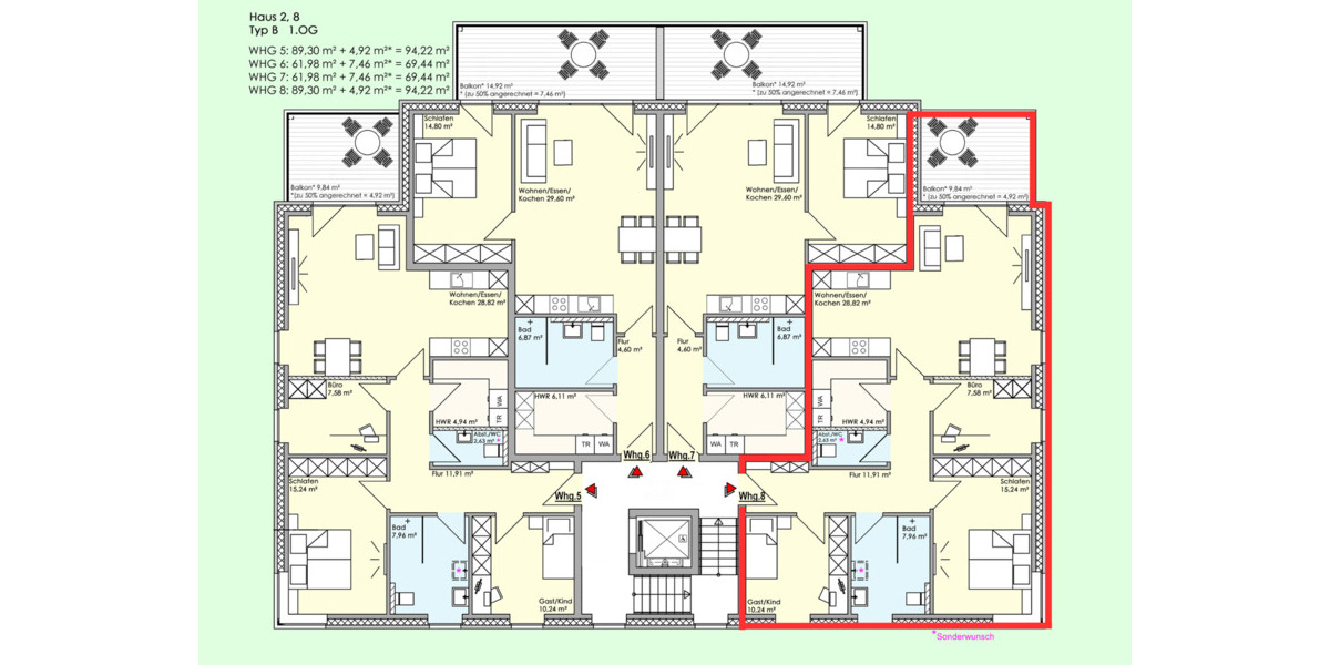 Etagenwohnung Lingen (Ems) Lingen - 4 Zimmer, 94 m&sup2;, 369.842&euro; | Angebot:25660500