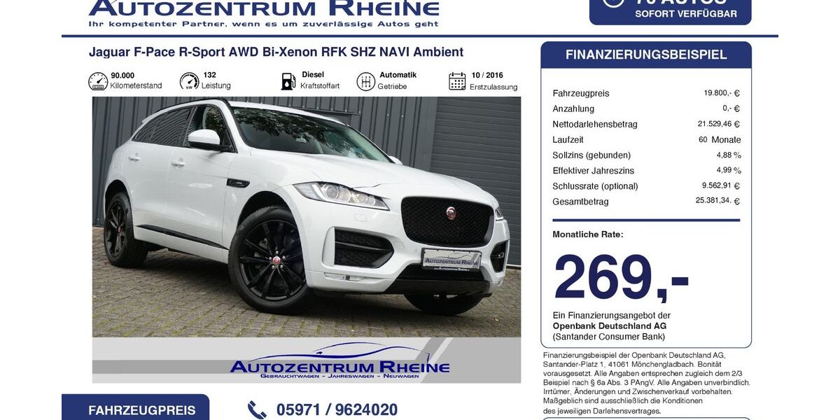 Jaguar F-Pace 90.000 km 19.800 &euro; Rheine 48432