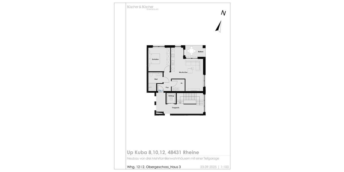 Etagenwohnung Rheine Schotthock - 2 Zimmer, 65 m&sup2;, 298.000&euro; | Angebot:25819378