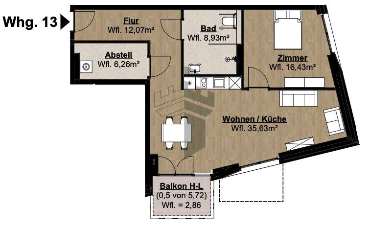 Etagenwohnung Lingen (Ems) - 2 Zimmer, 82 m&sup2;, 1.025&euro; | Angebot:23871042
