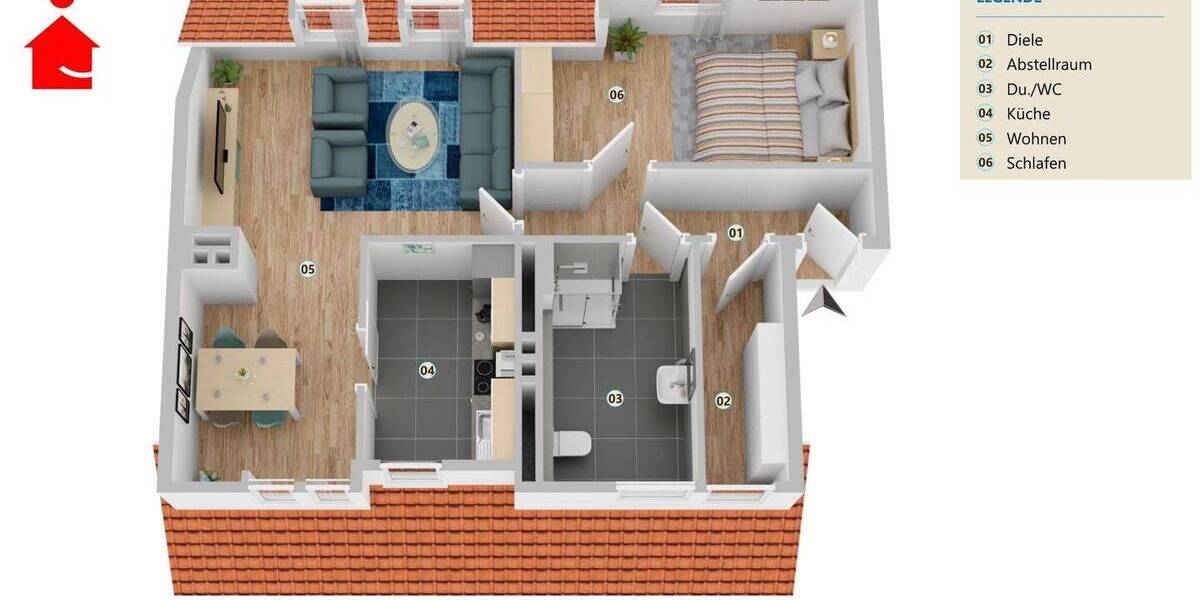 Etagenwohnung Emsdetten - 2 Zimmer, 65 m&sup2;, 143.000&euro; | Angebot:26703219