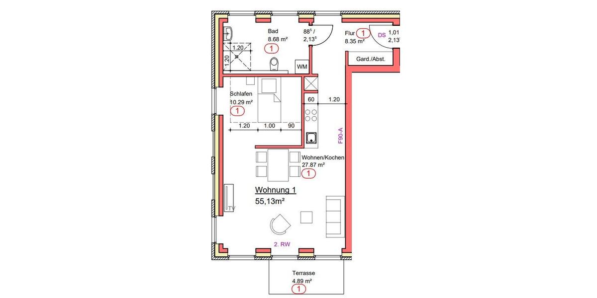 Erdgeschoßwohnung Rheine Altenrheine - 2 Zimmer, 55 m&sup2;, 660&euro; | Angebot:26586794