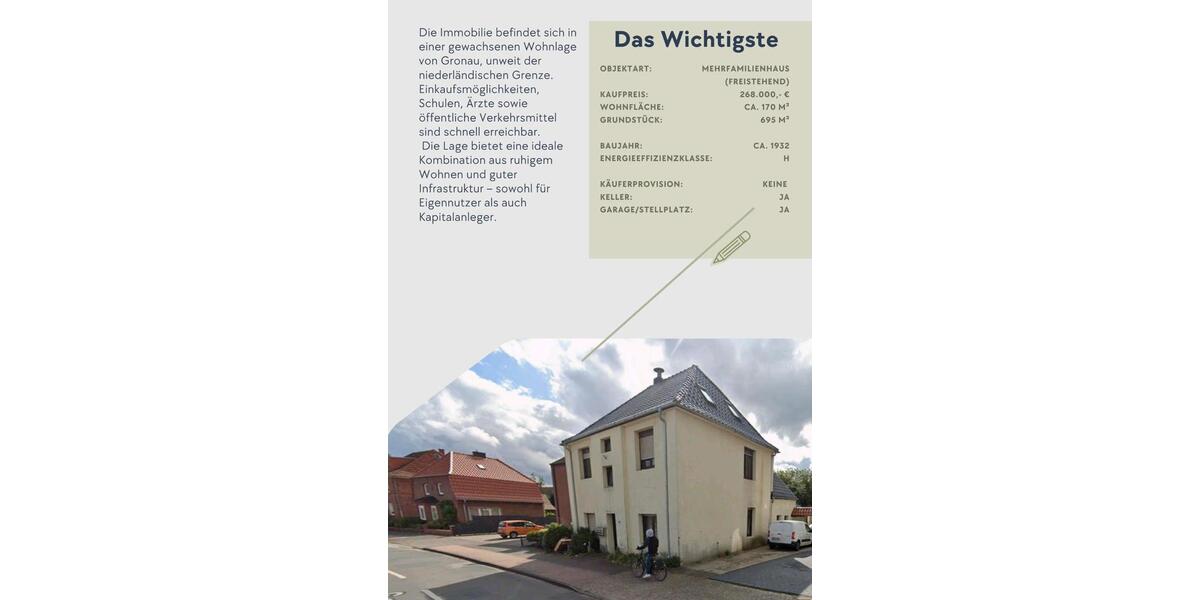 Mehrfamilienhaus, Wohnhaus Gronau (Westfahlen) - 268.000&euro; | Angebot:25947815