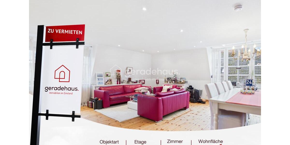 Dachgeschoßwohnung Lingen (Ems) Damaschke - 6.5 Zimmer, 190 m&sup2;, 1.450&euro; | Angebot:24184754