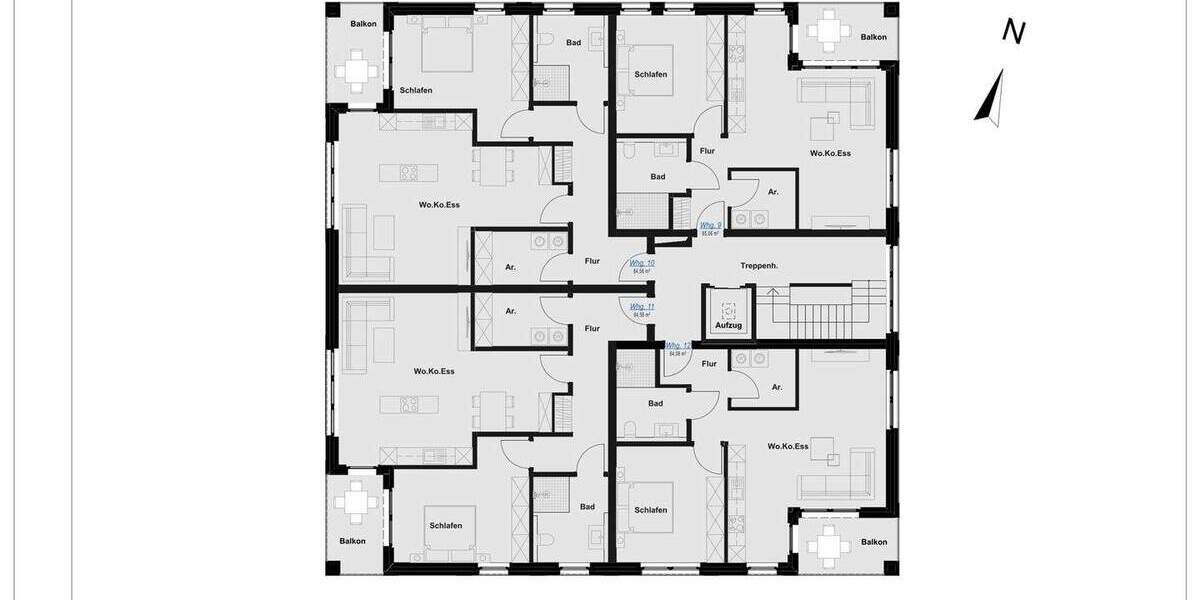 Etagenwohnung Rheine Schotthock - 2 Zimmer, 84 m&sup2;, 397.000&euro; | Angebot:25736041