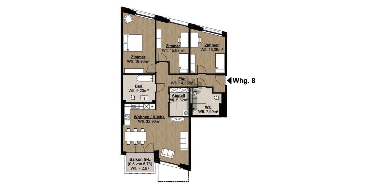 Etagenwohnung Lingen (Ems) - 4 Zimmer, 125 m&sup2;, 1.540&euro; | Angebot:22826382