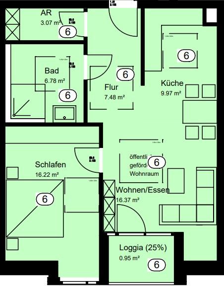 Etagenwohnung Recke - 2 Zimmer, 61 m&sup2;, 366&euro; | Angebot:25917228