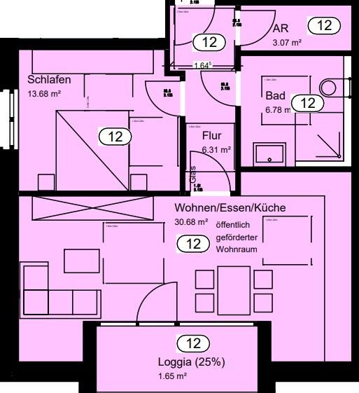 Etagenwohnung Recke - 2 Zimmer, 62 m&sup2;, 374&euro; | Angebot:25917224