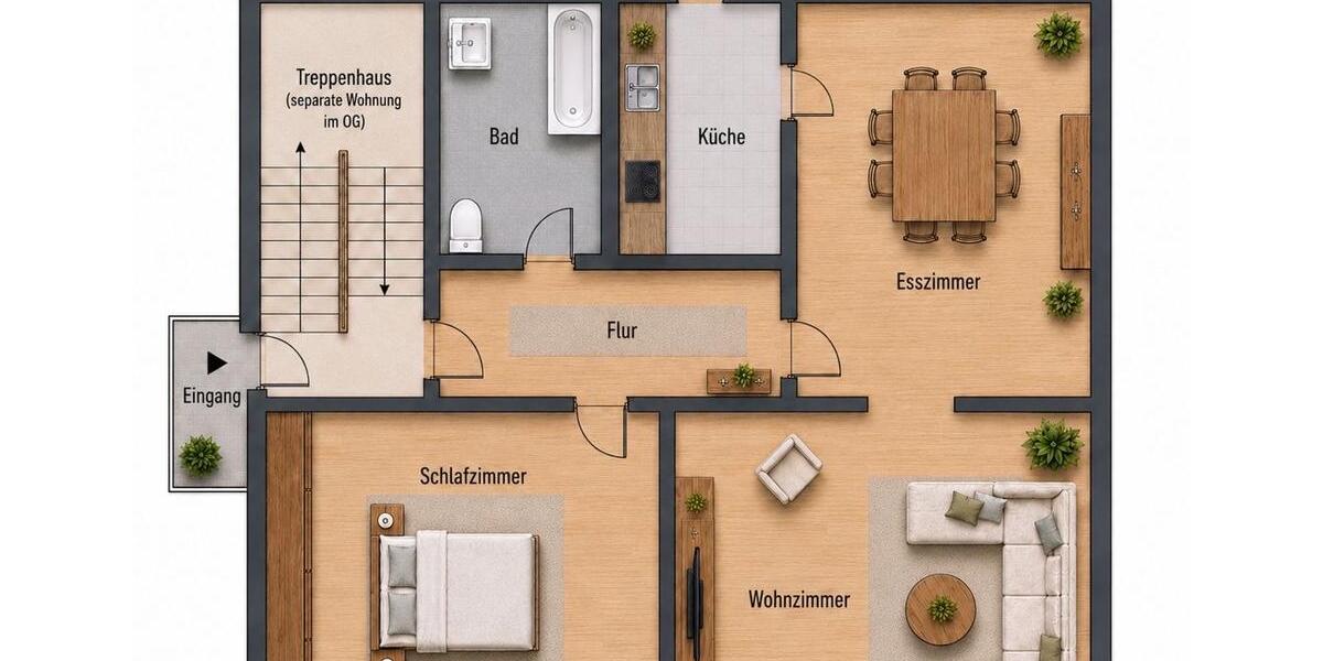 Erdgeschoßwohnung Ibbenbüren Bockraden - 3 Zimmer, 76 m&sup2;, 950&euro; | Angebot:26683022